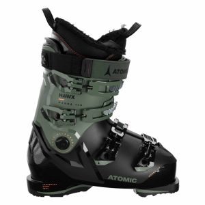 Atomic Hawx Magna 110 GW Wide Fit: Skischuh in Olivgrün mit silbernen Details.